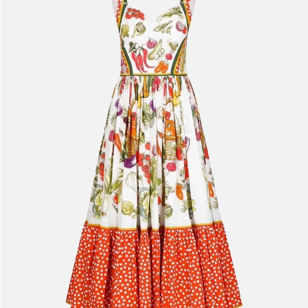 Dolce & Gabbana Red and White Halter Sundress
